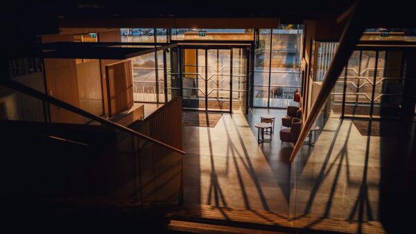 building, door, architecture, entrance, glass, indoors, office, sliding doors, sunlight, tables, work, office, office, office, office, office, work